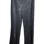 Vintage 70s Three Flaggs Glam Disco Metallic Flare Pull On Stretchy Pants Medium Black Photo 0