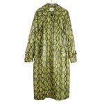 J.O.A. Green Snakeskin Python Print Long Jacket Satin Lining Small Photo 3