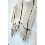 Three Dots ‎ Poncho Wrap One Size Neutral Miranda Plaid Cashmere Blend Fringe Photo 4