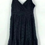 DKNY  Donna Karan Black Lace V Neck Pleated Fit Flare Formal Dress Women’s Size 8 Photo 0