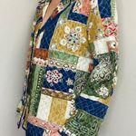 Retro Colorful Floral Quilted Patchwork Light Jacket Blazer Multi Size M Photo 1