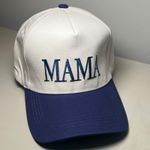 Mama Embroidered Baseball Hat White / Navy Adjustable Cap NWT Blue Photo 1
