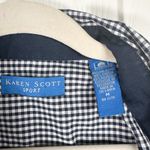 Karen Scott  M Star 4th of July Red White Blue Sleeveless Shirt Gingham Americana Photo 2