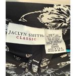 Jaclyn Smith  Floral Blouse Tie Neck Short Sleeve Top Black‎ White Large Photo 2