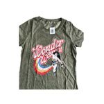 WONDER WOMAN Women's Olive Green Rainbow Graphic T Shirt Size Medium NEW NWT Photo 1