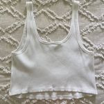 Old Navy White Fitted Ultra-Cropped Rib-Knit Tank Top Photo 1