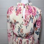 Flying Tomato Med Cottagecore Victorian Romantic Chiffon Midi Dress Ivory Size M Pink Photo 6