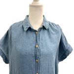 Madewell Linen Blend Popover Shirtdress Shirt Dress Chambray Denim size Medium Photo 2
