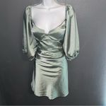 Selfie Leslie  Women’s Sage Green Satin Sweetheart Mini Spring Dress XL Photo 5