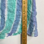 Bella Dahl Women's Tie Front V-neck Striped Top Size L Green White Blue Photo 2