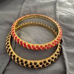 Lilly Pulitzer Bangles Set Of 2 Pink/ Black Gold tone Photo 0