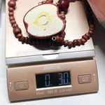 Vintage 90s Wooden Apple Beaded Necklace Teacher Artsy Unique Statement Jewelry Red Photo 6