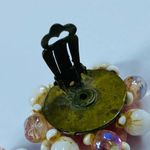 Vintage Western Germany Beaded Cluster Clip on Earrings Pink Shades White Luster Photo 15