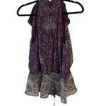 Ark & Co. FLORAL PURPLE SLEEVELESS OPEN BACK PEPLUM V NECK RUFFLE DETAIL TOP S Photo 1