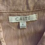 Caite Size S Embroidered Tunic Top Shirt Button Front Dusty Mauve FLAWS Pink Photo 3