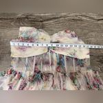 Faeriesty Ruched Bustier Ruffle Trim Hem Floral Print‎ Tube Corset Zip Dress 1xl Pink Size 1X Photo 4