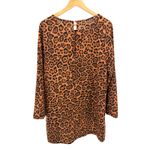 H&M Leopard Print Tunic Top Brown Black Long Sleeve Blouse M Animal Print Boho Photo 3