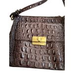Brahmin Brown Taupe Croc Embossed Leather Crossbody Bag Photo 9