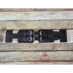 Vintage 90s Lake Shore Drive Brown Double Buckle Belt Cream Crochet Stretch Boho Size XL Photo 3