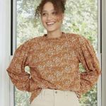 Universal Threads Universal Thread Blouse Women S Rust Floral Boho Cottagecore Puff Sleeve Prairie Photo 0