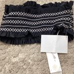 Tory Burch New.  black smocked bikini top. XS Photo 6
