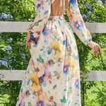 Floral Print Dress Backless Design Multi Size L Photo 4