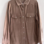 Blu Ivy Shacket Womens Medium Beige Corduroy Pearl Snap Western Festival Boho Brown Photo 0