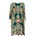 Chico's  Resort Teal Paisley Print 3/4 Sleeve Dress‎ Size 3 (16/18) Plus Stretch Photo 2