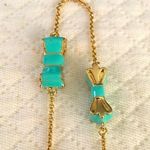 Kate Spade  Gold and Mint Green Long Bow Necklace Photo 3