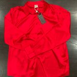 NWT RED SILK SILKY LONG SLEEVED BLOUSE/PAJAMA TOP Size XL Photo 10