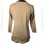 Ralph Lauren Lauren  Tan Brown Suede Trim V Neck Long Sleeve top Size Med Photo 5