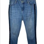 Chico's So Slimming Women’s Velvet Side-Seam Girlfriend Ankle Denim Jeans Size 8 Photo 0