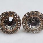 Source Unknown Vintage Victorian Crystal Rhinestone Gold Tone Post Earrings Photo 0