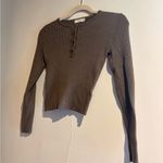 Nordstrom Rack Green thermal style button up top Photo 1