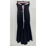 Vintage Formal Strapless Sheath Dress Black Pink Trim Rhinestones Corset Back Size undefined Photo 7