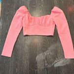 ASTR The Label Pink Sweetheart Small Crop Top Long Lantern Sleeve Shirred Bodice Photo 2