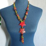 Colorful Wood Bead Necklace Set Red Photo 0