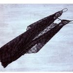 Rare 1970s Shirley of Hollywood lace tie front high low night gown / lingerie lg Black Photo 5