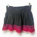 Lucky Brand Vintage Y2K 90’s Mini Skirt Medium Black Embroidered Coconut Girl Tropical Beach Photo 0