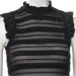 Cinq à Sept  lace Mock Neck Sleeveless Top tank blouse ruffles black high striped Photo 1
