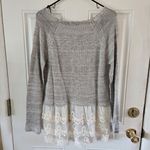 Blu Pepper Women's Gray Sweater Lace Detail In Back Size Medium  Long Sleeve Photo 3
