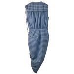 Veronica Beard NWT Teagan Stripe Ruched V-Neck Midi Dress Blue Size 6 Side Slit Photo 9