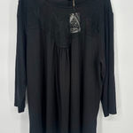 Green Envelope Womens Black Drapey Lace Mix Top Rayon Spandex Size 1X Minimalist Photo 0