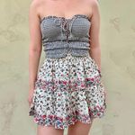 EXPRESS gingham Lace Up Tube Top Photo 0