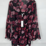 BCBGeneration Floral Romper Women S Black Red Witchy Vampire Whimsigoth NEW Photo 0