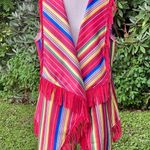 L&B  Lucky & Blessed M Western Fringe Striped Poncho Vest NWT Photo 0
