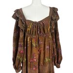 Farm Rio Western Bohemian Brown Dotted Horse Horses Ruffle Maxi Dress Size XL Photo 8