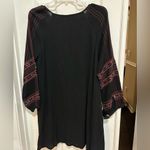 Miss Me  Black Dress Boho Shabby Chic Bell Sleeve Embroidery Medium Photo 3
