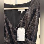 Dress the Population NWT Jaleah Black Sequin V-Neck Bodycon Midi Dress Size L Photo 7