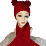 Handmade Bright Red (some gold touches) Crochet Hat & Scarf Set Cozy & Stylish Photo 0